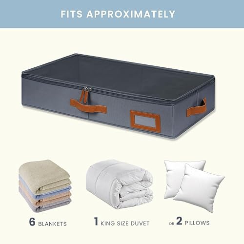 Vista 7 de OrganiHaus Contenedores de almacenamiento debajo de la cama, cubos de almacenamiento y organización para dormitorio, organizador de ropa para Gris