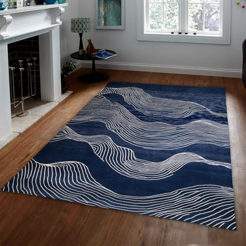 Tapis lavable 90x150cm bohème avec support antidérapant pour salon