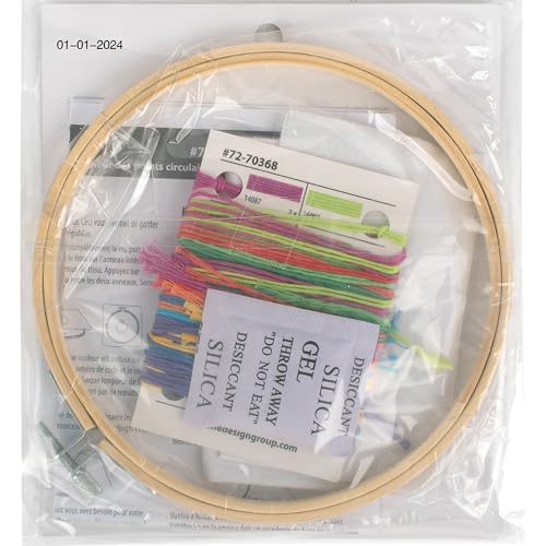 Image of Dimensions 72-70368 Circular Embroidery Sampler Kit for Beginners, 6 inch Diameter Hoop, Multicolor, 5 Pieces