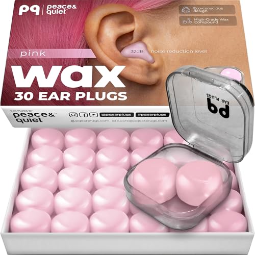 Image of Peace&Quiet | PQ Wax Ear Plugs for Sleeping - 30 Silicone Wax Earplugs for Sleeping and Swimming, Gel Ear Plugs for Noise Cancelling, Sound Blocking Level of 32 Db