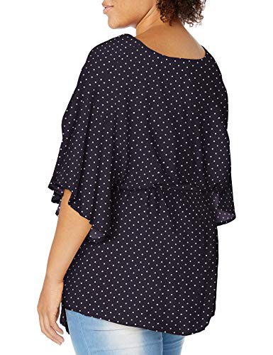 Jessica Simpson Women's Cerise Flutter Sleeve Tie Belt Top, Maritime Blue Dot, Small #TOP1