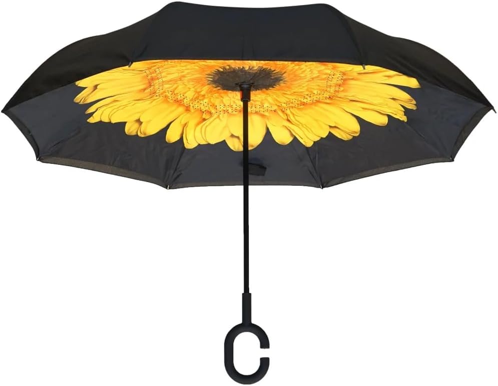 Topsy Turvy Inverted Umbrella: Windproof, UV Protection, Drip-Free, C-Shape Handle for Hand-Free Use, Self-Standing