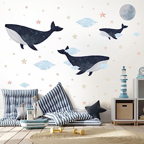 Vinilo Decorativo Ballena Acuarela para Pared 36x12 pulg miniatura 1