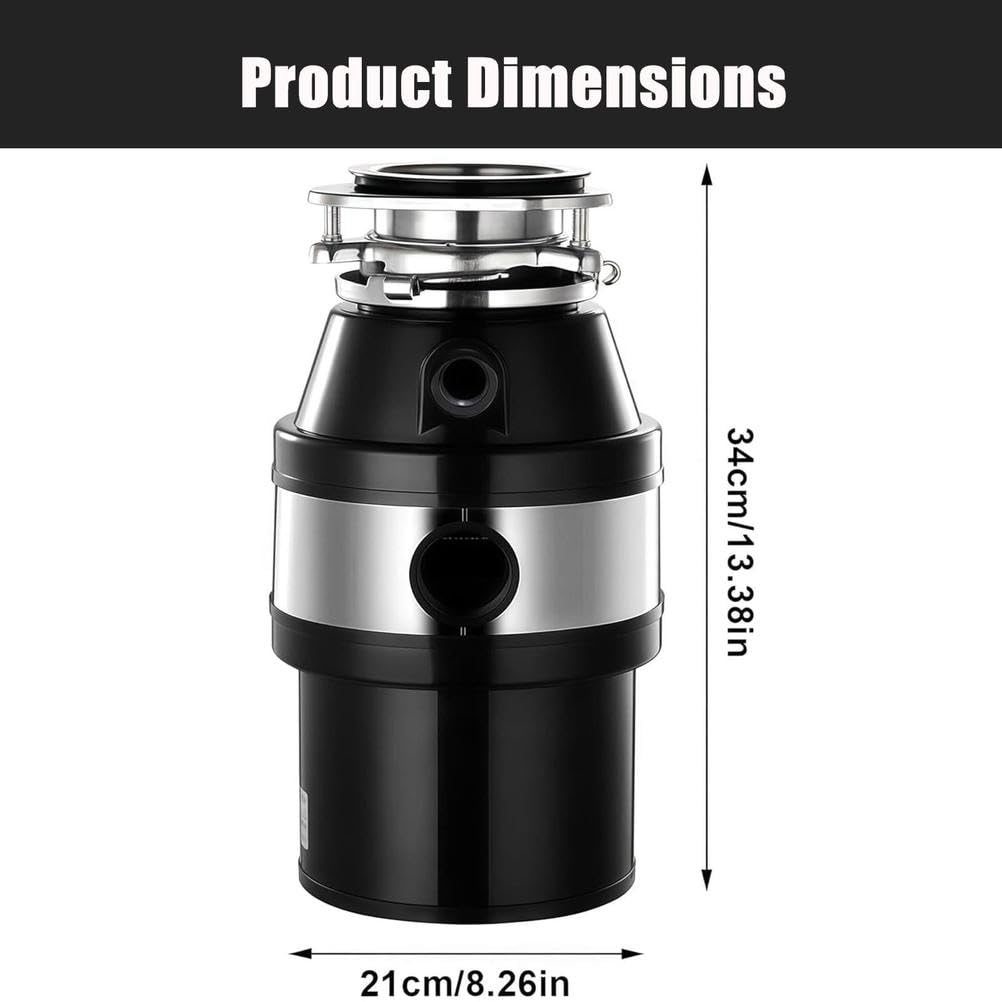 Triturador Basura 560 W, Triturador Residuos Cocina 2800 RPM para Debajo Fregadero, Acero Inoxidable, Alta Velocidad Una TrituracióN Eficiente Residuos Alimentos, para Cocina Fregadero