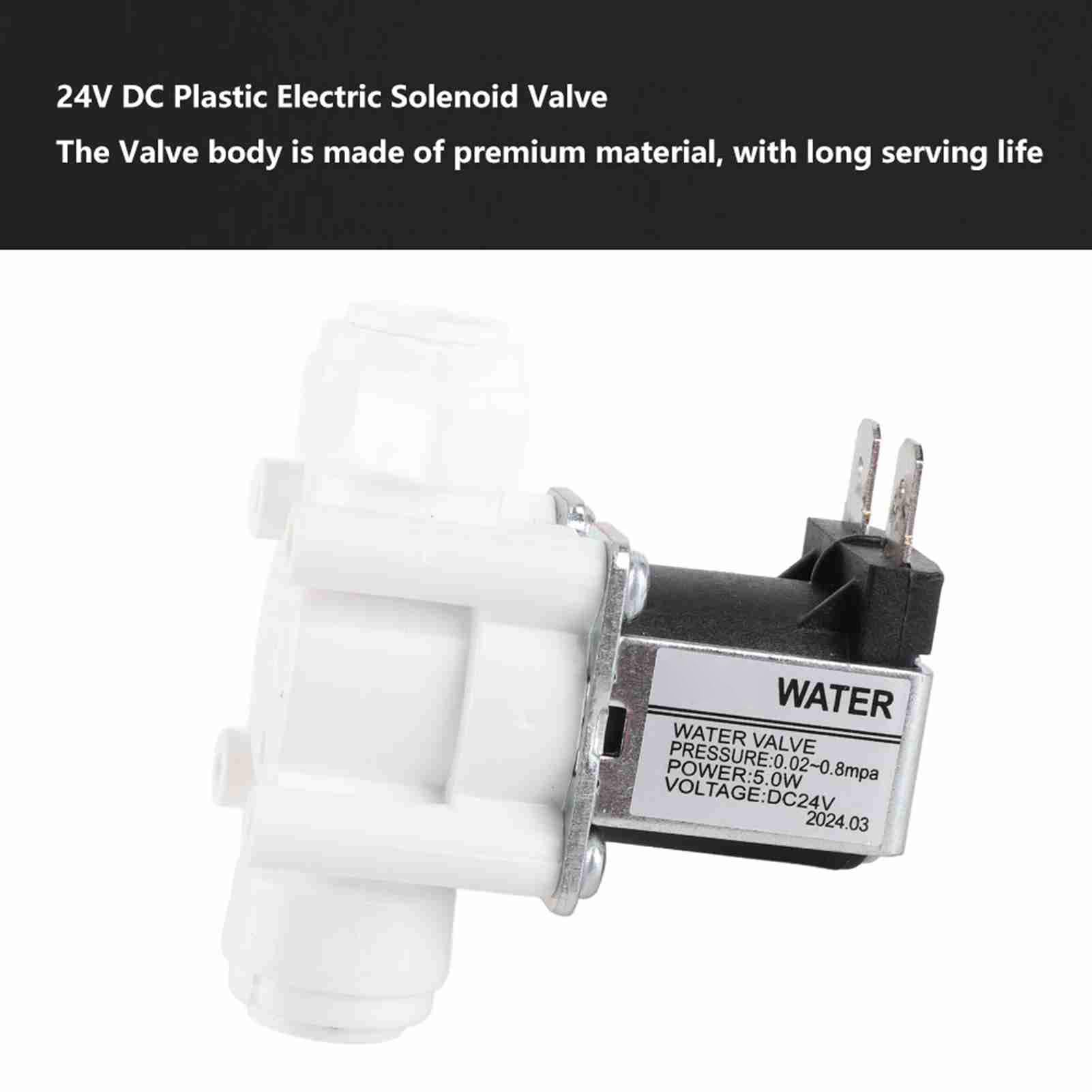FTVOGUE Elettrovalvola per Ingresso Acqua 24V N/C Purificatore d'acqua 3/8 Accessori Meccanici per Valvole ad Attacco Rapido