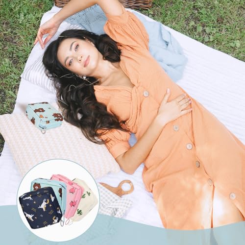 Image of 4Pcs Sanitary Pad Holder, Portable Sanitary Napkin Storage Bag Reusable Period Pad Pouch with Zipper First Period Kit for Teen Girls & Women
