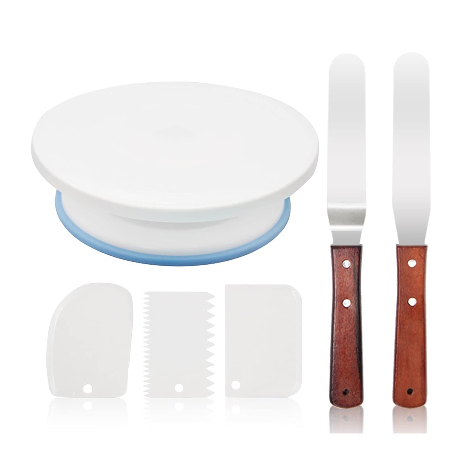 Giradischi per Torte Torta girevole con 2 spatole a ghiaccio e 3 glate fluido FAI DA TE Combinazione Strumenti di cottura Forniture per la decorazione della torta professionale per panettiere Giradisc