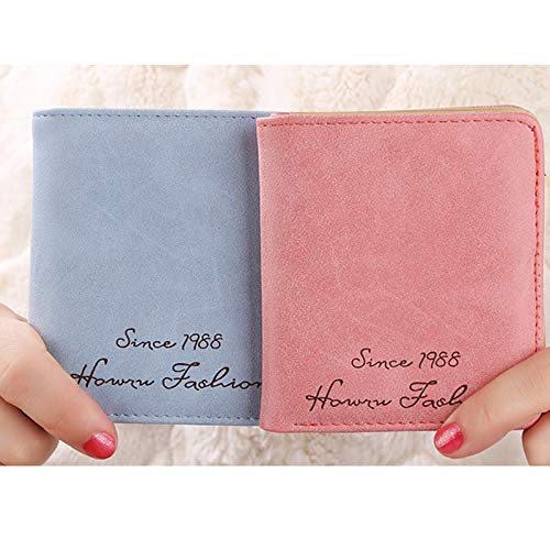 pedkit Moda feminina carteira curta de couro PU cor sólida carta impressão pequena dobrável ID titul