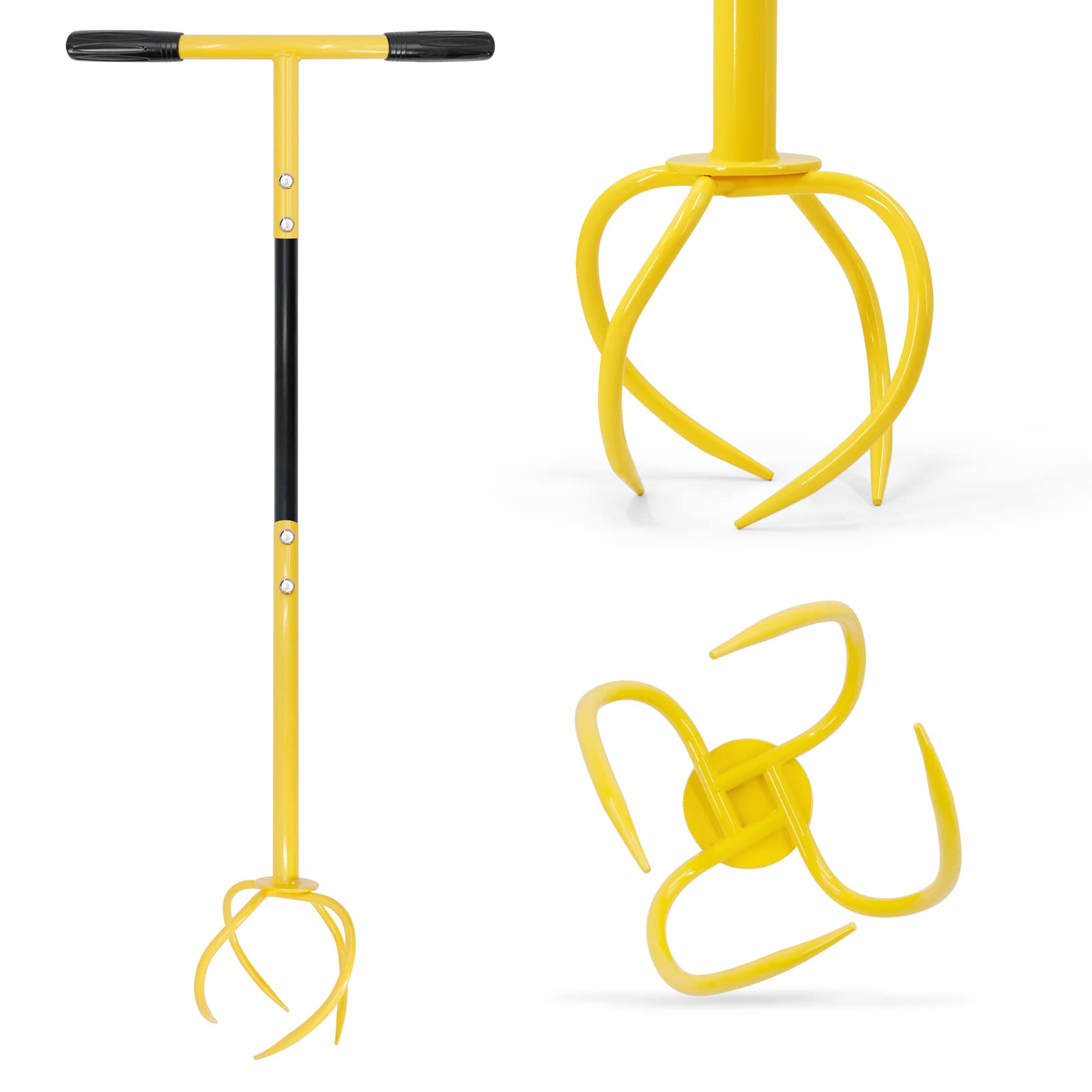 Hortem Upgrade Garden Twist Tiller Manual Cultivator, Big Garden Claw Hand Twist Tiller with Durable Steel Shaft Tines and Comfortable Handle 76cm Long