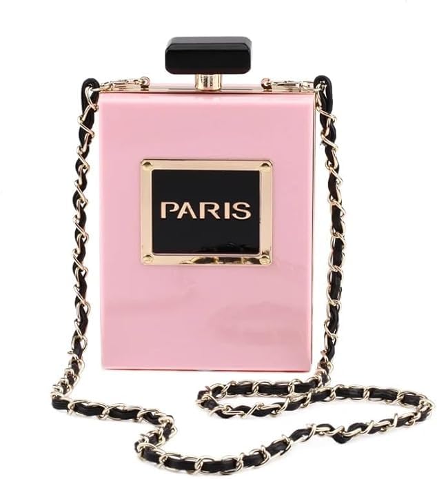 Rosasha Paris - Bolso de noche con botella de perfume con cadena...