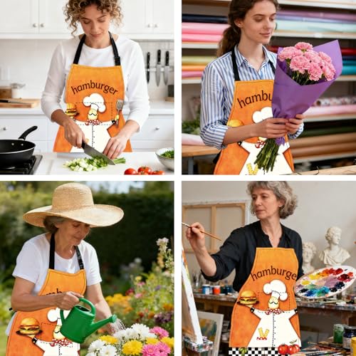 Image of Nuxovilar Cute Cooking Kitchen Apron, 26.77 * 30.7 Inches, Essential for Kitchen Cooking, Baking, Festive Gatherings