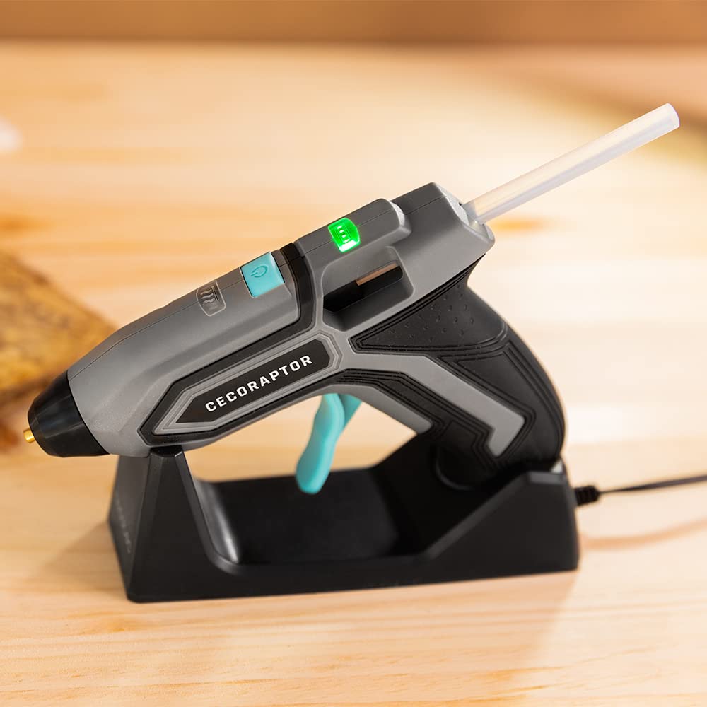 Cecotec Pistola de Encolar sin Cables CecoRaptor Perfect Fix 360 X-Treme. Batería de 3,7V y 1500 mAh, Diámetro barra 7mm y 140 mm de Largo, Calentamiento 90s, Autonomía hasta 30 min