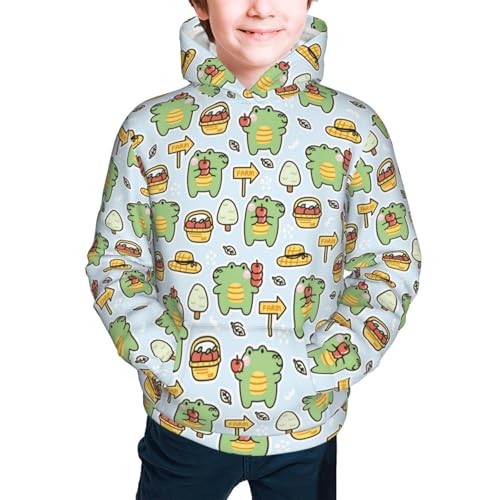 Cute Crocodile with Fruit Kid Hoodies Boys Sweatshirts Girls Pullover with Pocket3