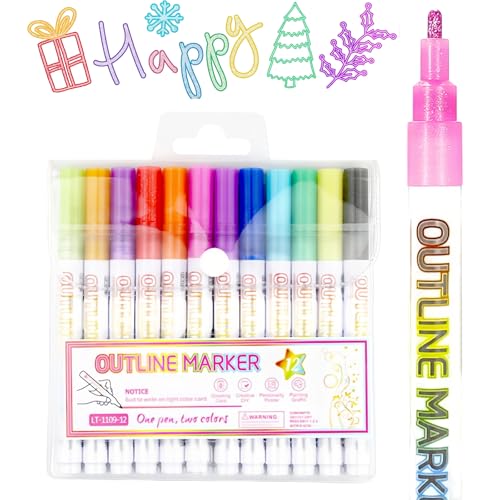 FAINCA 12 Colores Rotuladores Lettering, Rotuladores Purpurina, Rotuladores MáGicos, Rotuladores Punta Pincel, MetáLico Rotuladores, para Pintar, Scrapbooking, Manualidades Niños