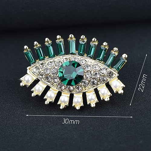 Image of Retro Evil Eye Brooch Fashion Unique Crystal Pearl Abstract Eyes Brooches Pin Badge for Women Bridal Jewelry Gift