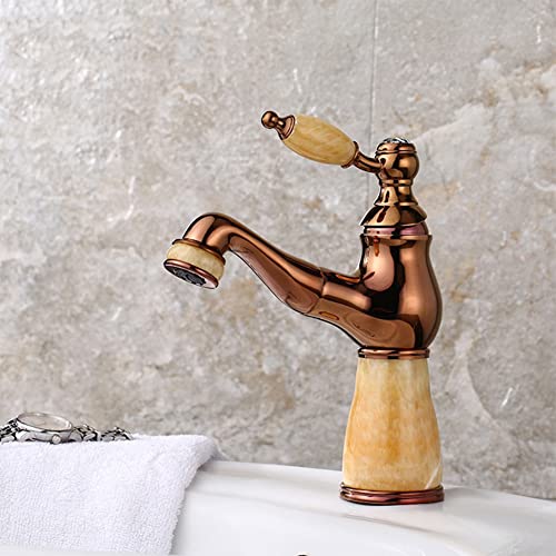 Fw Rubinetto Bagno con Doccetta Estraibile, Elegant Miscelatore Monocomando Lavabo Bagno Moderno Ottone Rubinetto Bagno Lavabo, Regolazione A Caldo E Freddo Rubinetto Bidet, Dorato