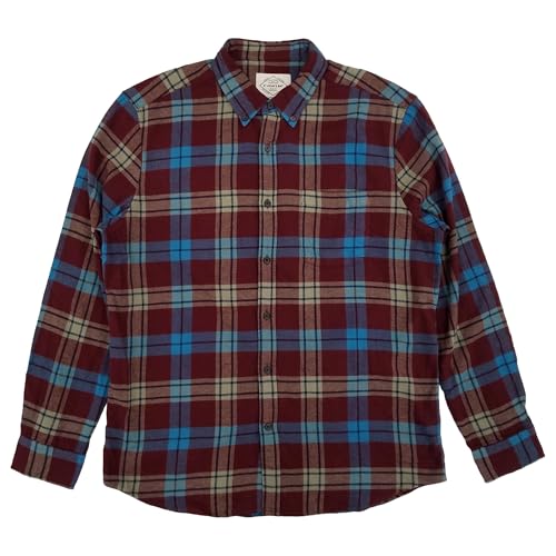 St. John's Bay Mens Burgundy Multi Plaid Long Sleeve Flannel Shirt