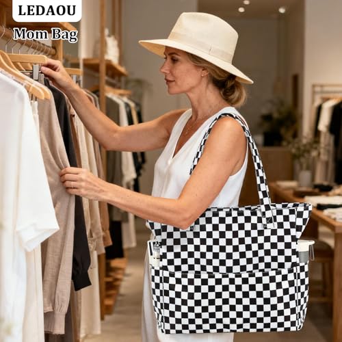 Image of LEDAOU Large Beach Bag Women Waterproof Sandproof Zipper Beach Tote Pool Bag for Swim Gym Grocery Travel with Wet Pocket