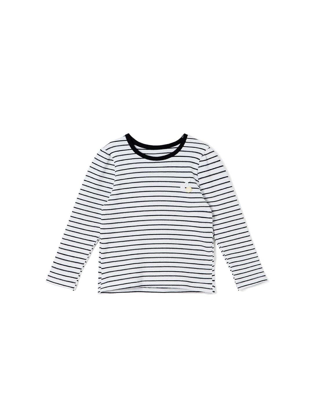 Ozkiz Toddler Girls White Long Sleeve Striped and Solid T-Shirt for Boys and Girls