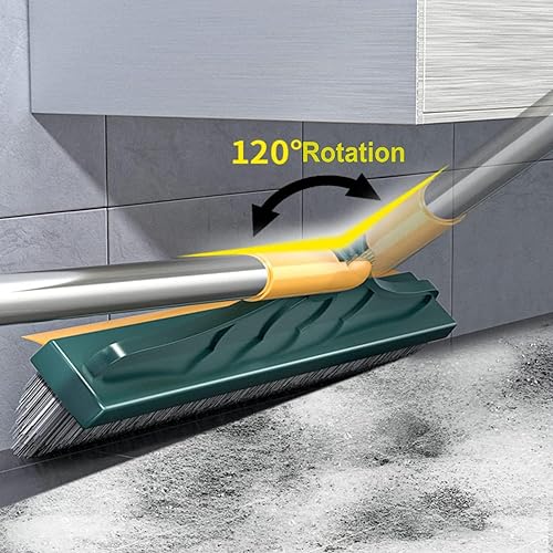 Image of SHOPPOFOBIX 2-in-1 Bathroom Cleaning Brush with Wiper - Long Handle 180 Rotate Toilet Brush, Tiles Cleaning, Floor Scrub for Kitchen and Bathroom