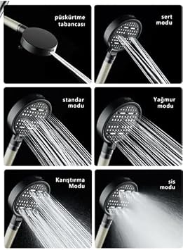 Mayaglory Multi 6 Fonksiyonlu Spa Etkili Filtreli Duş Başlığı Yüksek Basınçlı Su Tasarruflu Klor ve Kireç Önleyici El Duşu, Handshower (Temel) [Enerji Sınıfı A++]