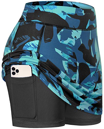 Image of BLEVONH Women Tennis Skirts Inner Shorts Elastic Sports Golf Skorts with Pockets