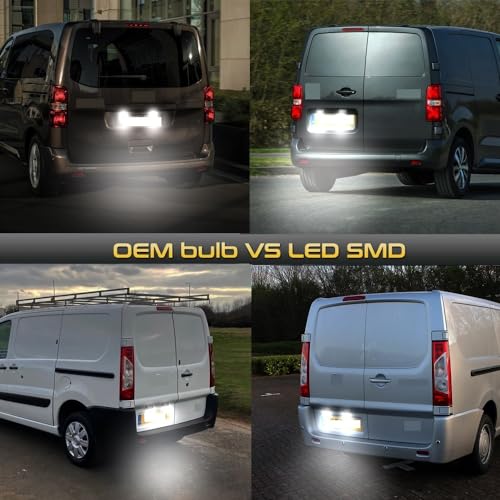 Luces de matrícula 6000K LED para Toyota Proace MK1 MK2 y Fiat Scudo furgón 6