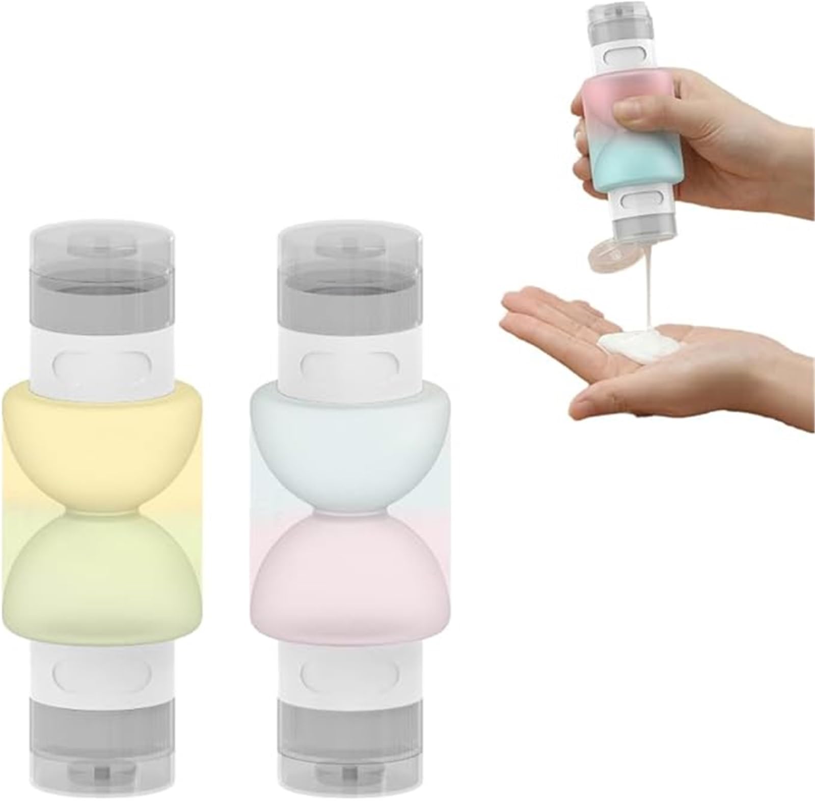 Eowstar 2pcs 2 In 1 Travel Dispenser Pump Bottles - Leak Proof Portable Containers For Lotion, Shampoo, Cream, Soap(Style-B)