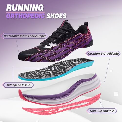 Women's Orthopedic Road Running Shoes: Comfortable Arch Supports Plantar Fasciitis Orthotic Athletic Sneakers, Casual Flat Feet High Arch Tennis Sport Walking Shoes for Foot Heel and Pain Relief2