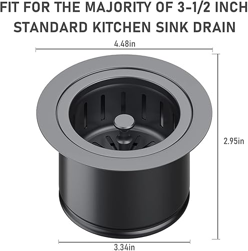 Miniatura 2 de Kit de brida extendida de acero inoxidable con colador de cesta y tapón de drenaje para desagüe estándar de fregadero de 3 12 pulgadas, brida de