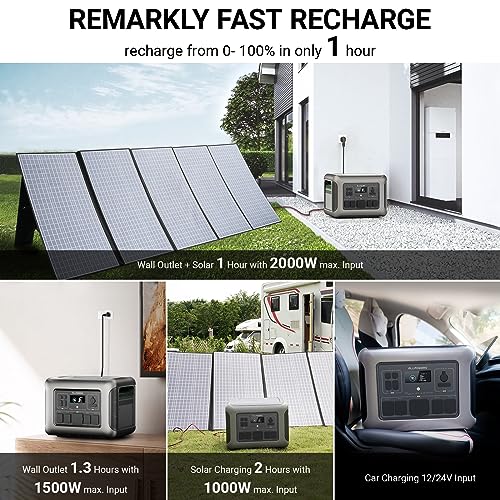 ALLPOWERS R2500 Portable Power Station with SP033 Solar Panel, 2500W 2016Wh LiFePO4 Solar Generator with 200W Panel Included, Solar Power with UPS Function, Fast Charging, 30A RV Port - Image 4