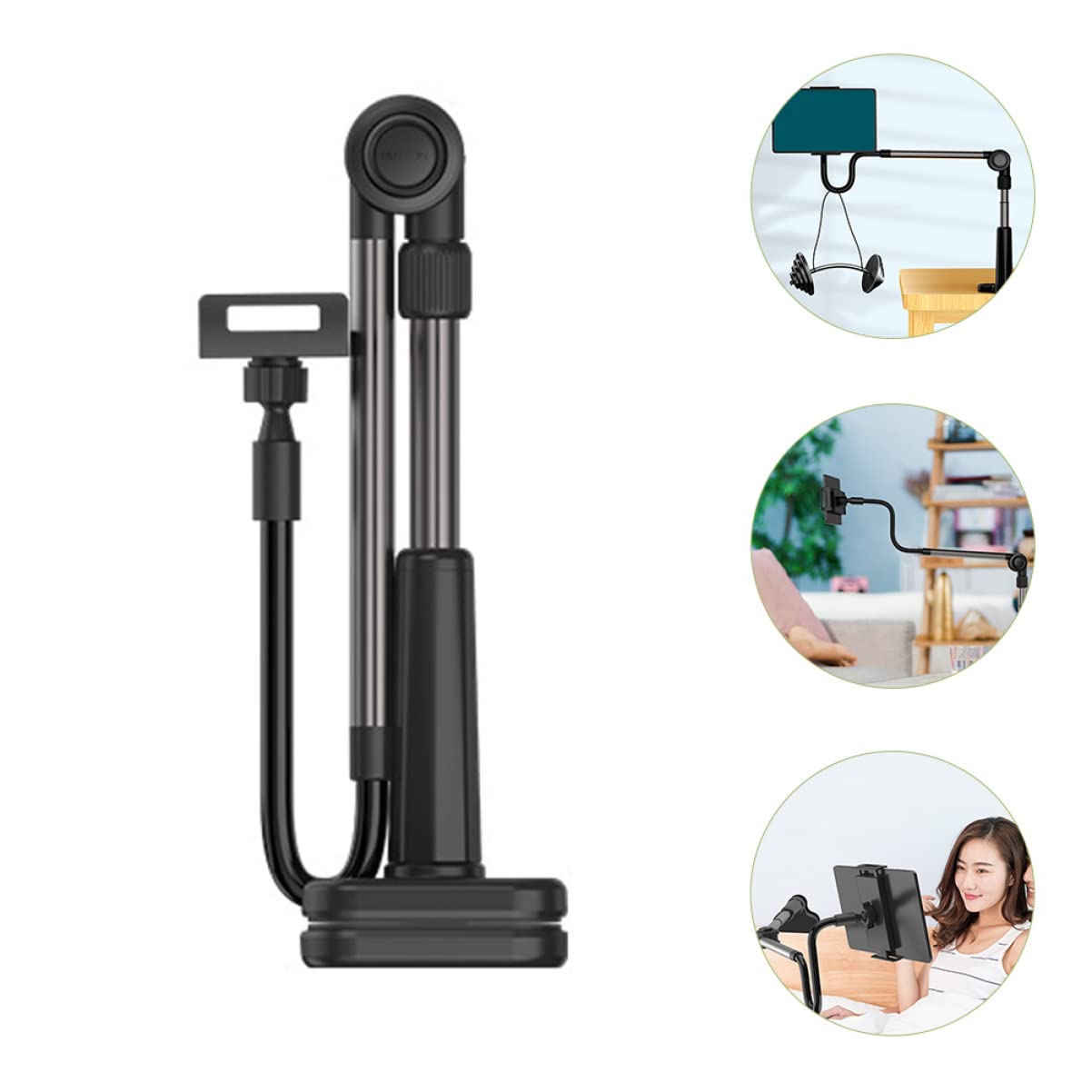 Holibanna Soporte de Teléfono para Escritorio Cuello de Cisne, Rotación 360° y Pinza 0-75mm, Adecuado para Grabación y Uso en Cama