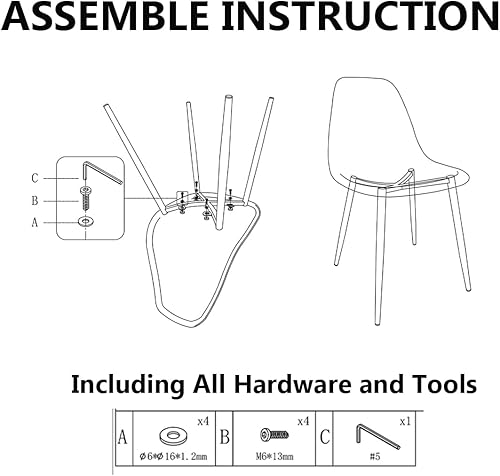 Miniatura 6 de Juego de 6 sillas de comedor de acrílico transparente, sillas laterales modernas sin brazos con asiento transparente, respaldo ergonómico y patas de
