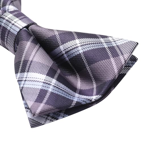 Image of HISDERN Bow Ties for Men Pretied Bowties Classic Formal Business Bow Tie Adjustable Tuxedo Bowtie for Wedding Party