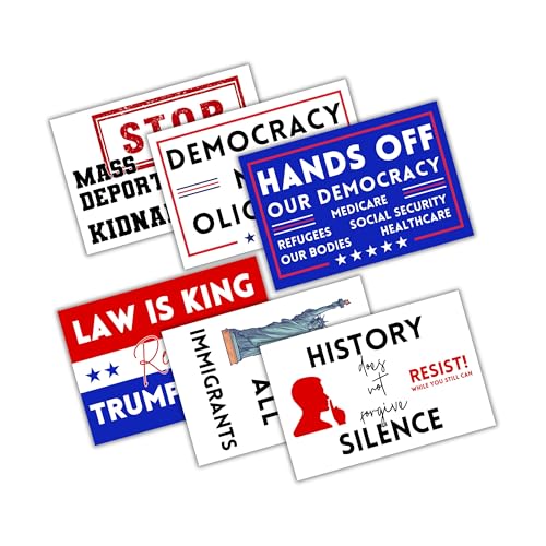 Protest Anti Trump Signs 6pk 12x18” To Hold at Rallies Hands Off Our Democracy, Law is King, Immigrants, ICE, Cancel Dodge Resist
