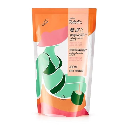 Refil Creme Hidratante Manga Rosa Água Coco Tododia Natura 400ml