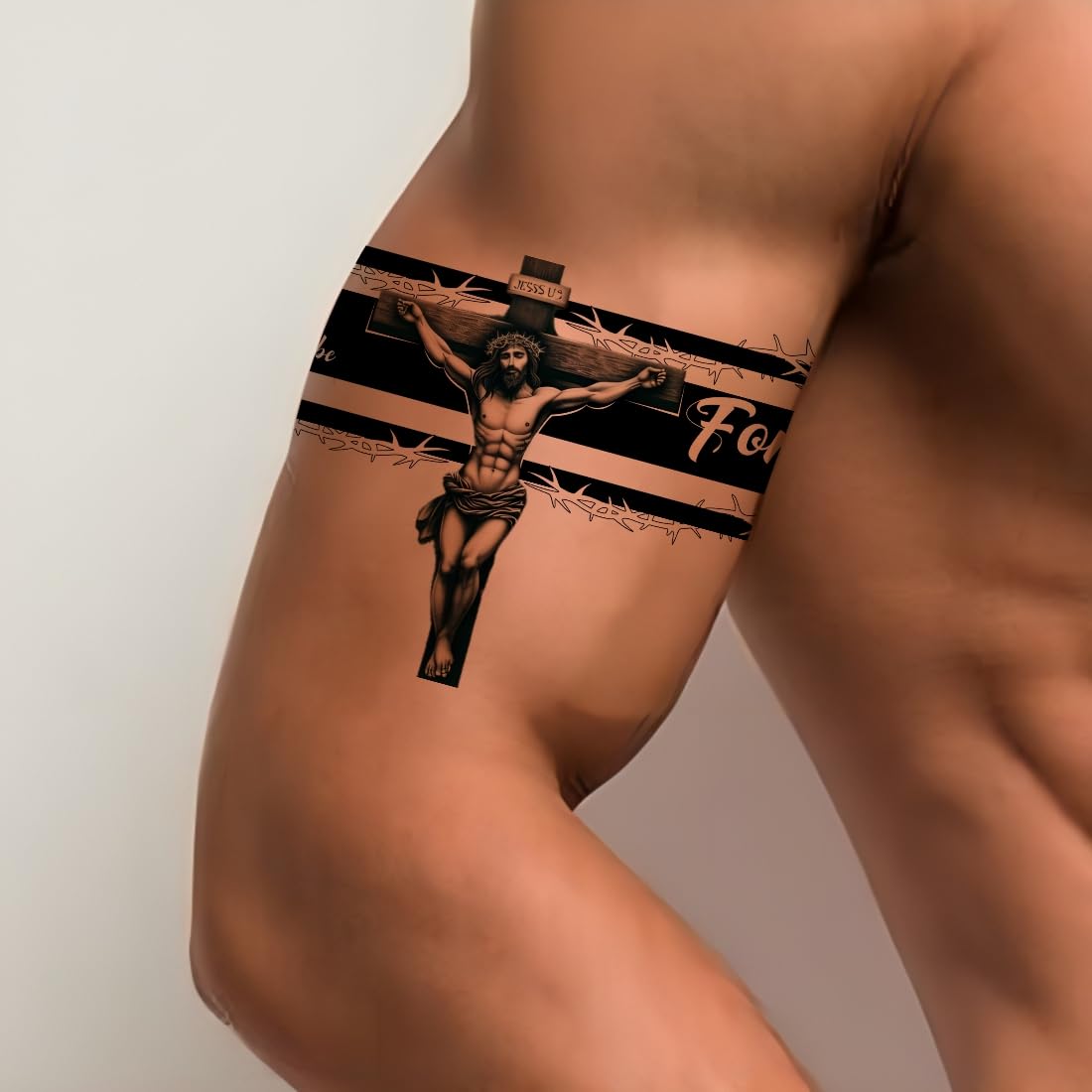 Jesus Christ With Quote And Cross Arm Hand Band Tattoo Temporary Tattoo Sticker For Male And Female Tattoo Sticker Waterproof Tattoo Sticker-picture-22