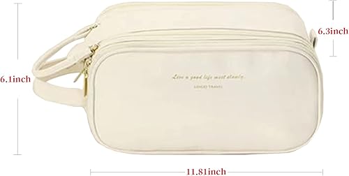 Miniatura 2 de youthua Bolsa de maquillaje de gran capacidad, organizador de maquillaje con doble cremallera, bolsa de cosméticos y artículos de tocador para