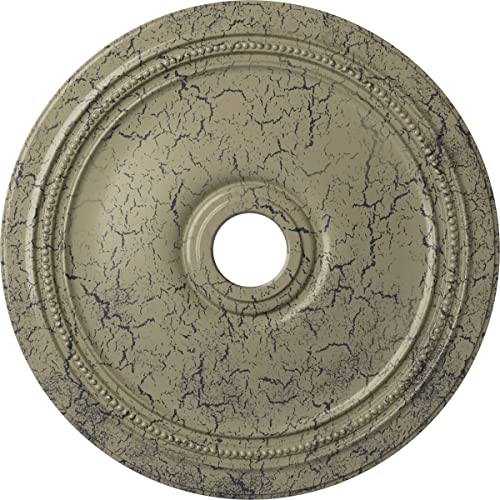 Image of Ekena Millwork CM24DICSC Diane Ceiling Medallion, 24 inchOD x 3 5 /8 inchID x 1 1 /4 inchP (Fits Canopies up to 6 1 /4 inch), Hand-Painted Castle Stone Crackle
