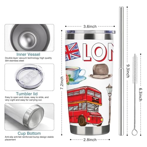 Image of City Travel Mug for City Lover,20oz Double Wall Tumbler Vacuum Insulated Stainless Steel Coffee Cups (London)
