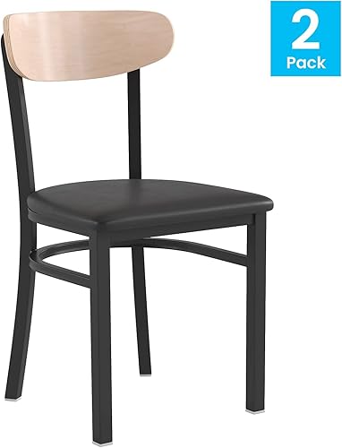 Miniatura 15 de Flash Furniture Wright - Silla de comedor de grado comercial, asiento de madera maciza con acabado de nogal y respaldo de boomerang, 500 libras de