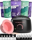 Tress Wellness Award Winning Waxing Kit for Sensitive Skin – Safe for Face & Skin, Easy to Use – At-Home Kit for Face, Bikini, Brazilian & Full Body - Midnight Rose, No Display