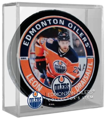 Mustang Product Leon Draisaitl Edmonton Oilers 3D-gravierte NHL Action-Foto-Puck mit Team-Schaukasten Cover