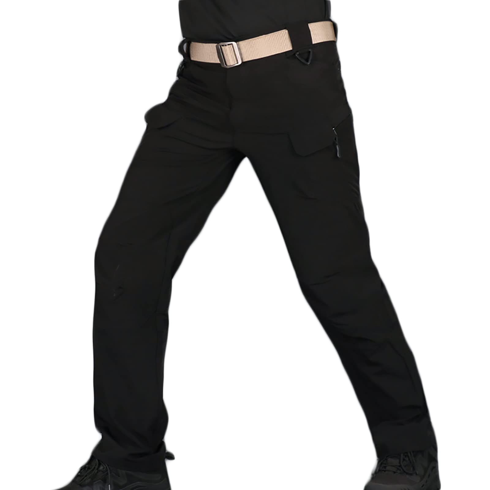 Pantalones de Combate Táctico para Hombre Antidesgarro Multibolsillos Pantalones Cargo Militares para Senderismo Caza Camping(Size:L,Color:Negro)