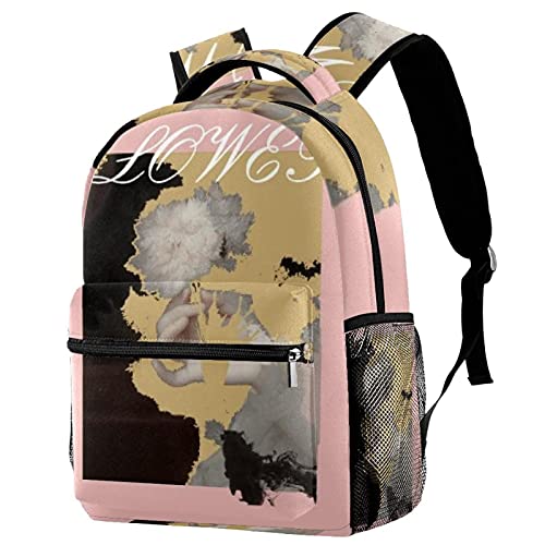 Sac à dos d'école fleurs avec compartiment PC portable 14 pouces