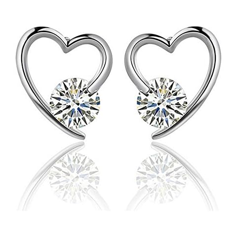 Cubic Zirconia Crystal Heart Stud Earrings Cover
