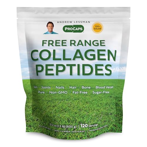 ANDREW LESSMAN Free Range Collagen Peptides Powder 120 Servings - Supports Smooth Soft Skin, Comfortable Joints. Pure. Super Soluble. Unflavored. No Sugar. No Additives.