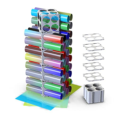 Baspoom Vinyl Storage Rack, Organizers Store Up to 40 Vinyl Rolls, Flexible Holder for Craft Room Organizers and Storage Wall Mount Available White 24 PCS