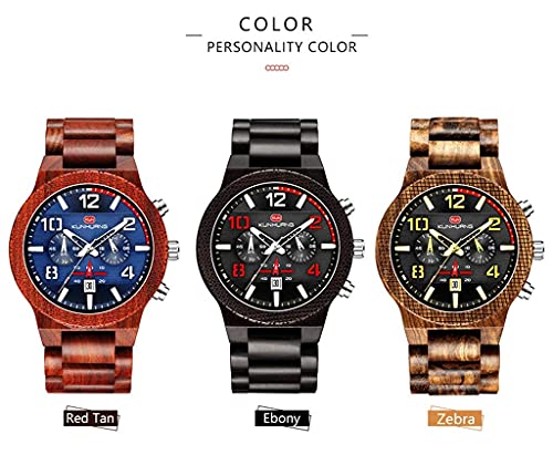 Relojes de madera naturales para hombre ligeros y cómodos con esfera analógica 6
