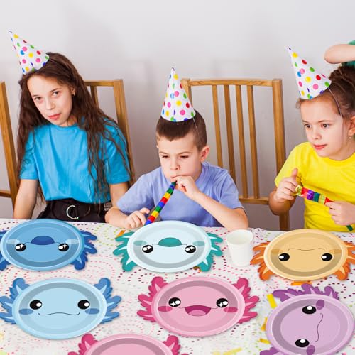 Image of 60Pcs Axolotl Party Decorations AxolotlBirthday Paper Plate Tableware